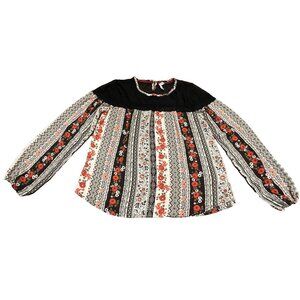 Xhilaration Floral Top Women's Small Boho Whimsigoth Sheer Hippie Fairy Goth